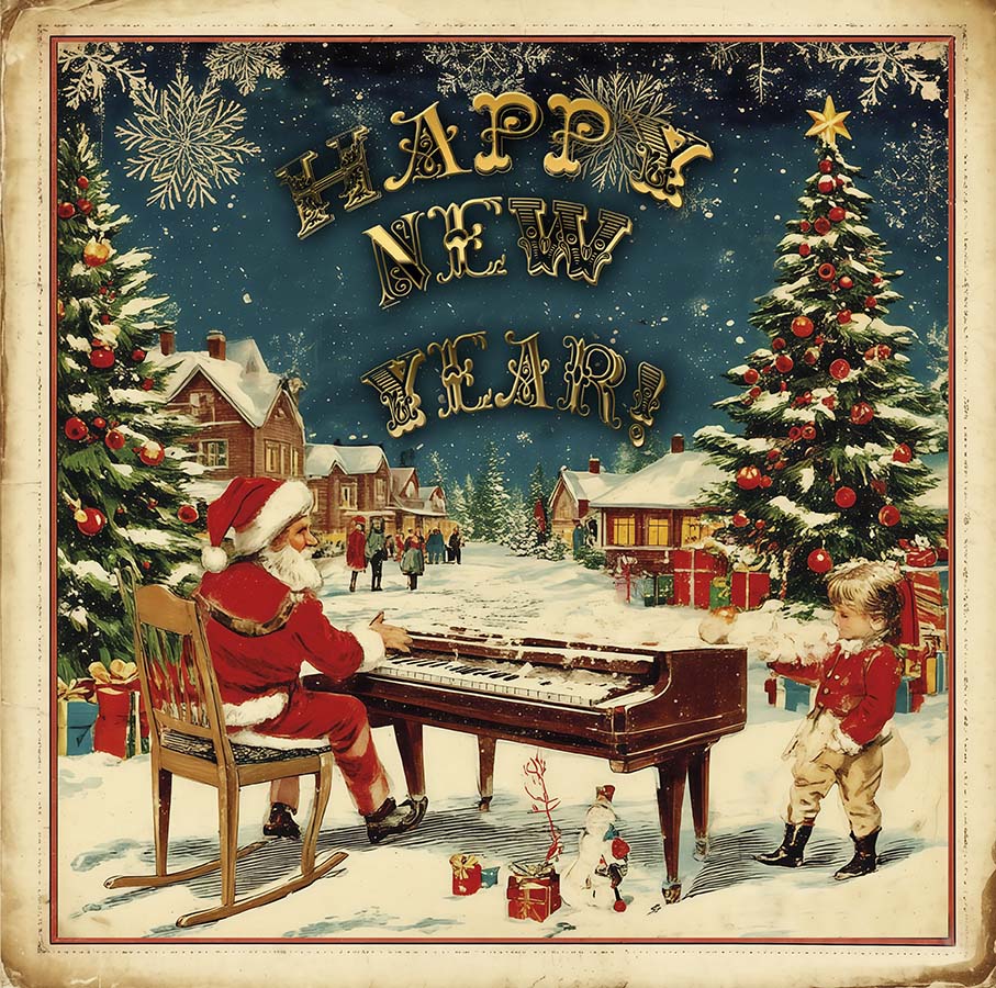 Various – Happy New Year  (Santa, black vinil)